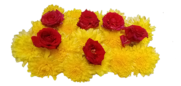 Chamanthi flowers / Chrysanthemum and Red Roses